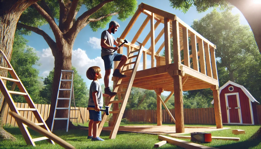 Louyou-Construction-cabane-enfant-papa